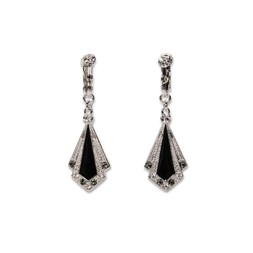 BLACK AND SLIVER DECO FAN DROP EARRINGS £28 BY LOVETT & CO