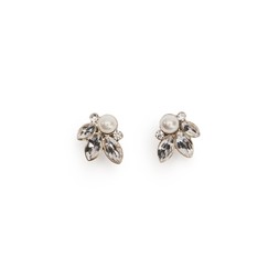 CRYSTAL LEAF AND PEARL STUD EARRINGS £26 BY LOVETT & CO