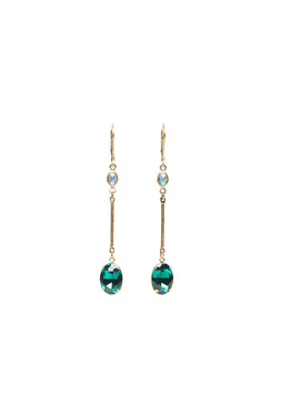 N EMERALD OVAL STONE DROP EARRINGS £30 BY LOVETT & CO