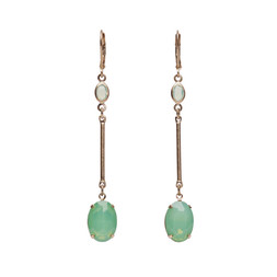 N GREEN OPAL OVAL STONE DROP EARRINGS £30 BY LOVETT & CO