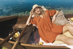Noelle Embroidered Mini Dress Orange