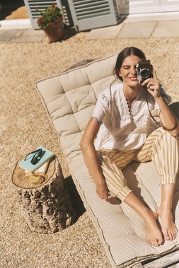 Luna Lemon Embroidered Jersey Top Ivory