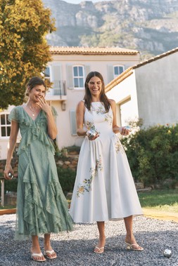Alda Ruffle Lace Midi Dress Green