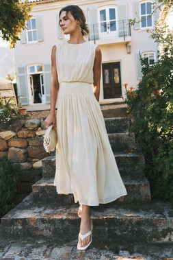 Georgia Drop Hem Midi Dress Yellow