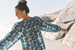 Leila Print Midi Beach Dress Teal