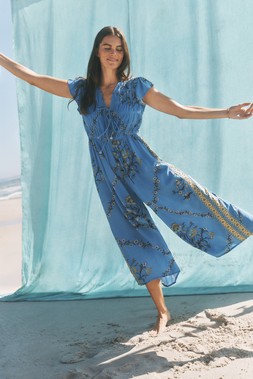 Amiee Floral Culotte Jumpsuit Blue