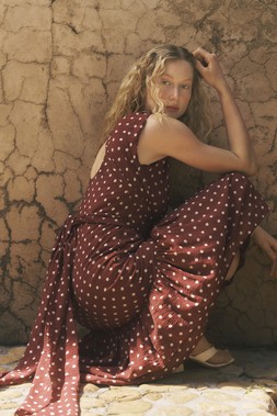 Claire Polka Dot Midi Dress Red