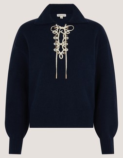 Terese Tie Collared Jumper Blue