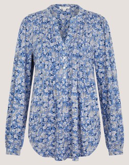 Nina Floral Jersey Blouse Blue