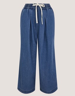 Heidi Drawstring Regular Wide Leg Jeans Blue