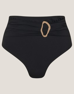 Cindy Molten Detail High Waist Bikini Bottom Black