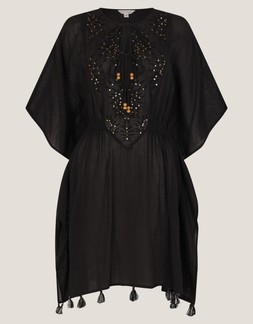 Jada Embellished Mini Kaftan Black