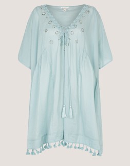 Astrid Tassel Embellished Mini Kaftan Blue