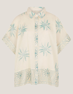 Tashie Sun Print Oversized Shirt Blue