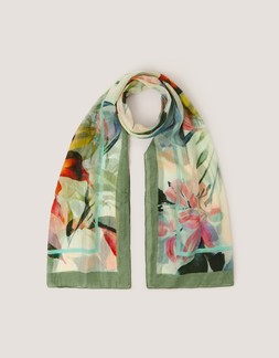 Aimee Lou Large Floral Silk Scarf Blue