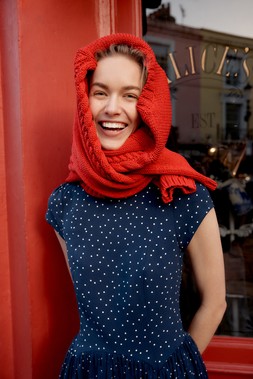 Kelly Flower Button Cable Knit Cardigan Red