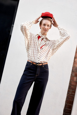 Esme Polka Dot Shirt & Scarf Ivory