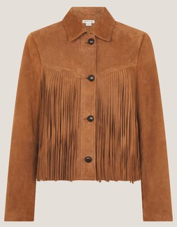 Lily Fringe Suede Jacket Tan