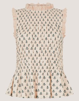 Amaya Sleeveless Printed Jersey Top Ivory