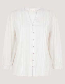 Leila Lace Jersey Top Ivory
