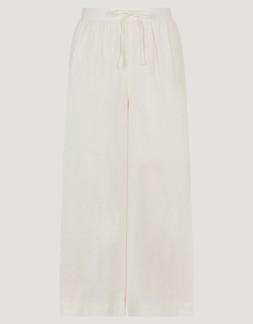 Maisie Linen Blend Crop Wide Leg Trousers White