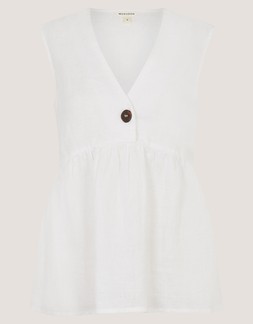 Posey Sleeveless Linen Top White