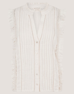 Lacy Sleeveless Broderie Top Ivory