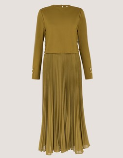 Penny Pleated Midi Dress Green