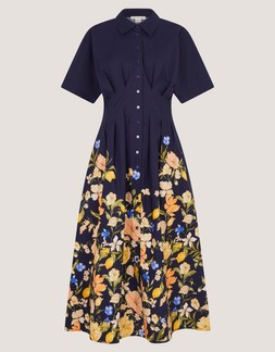Suri Floral Print Midi Dress Blue