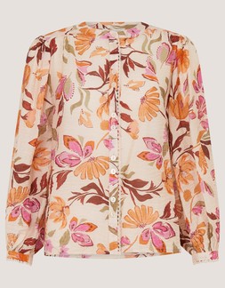 Leila Floral Print Blouse Ivory