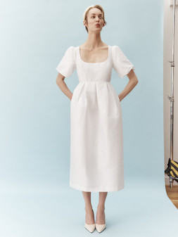 Sloane Short Sleeve Midi Wedding Dress Ivory