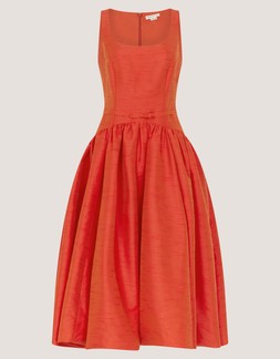 Mila Fit and Flare Midi Dress Orange