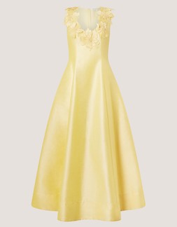 Phoebe Sleeveless Appliqué Midi Dress Yellow