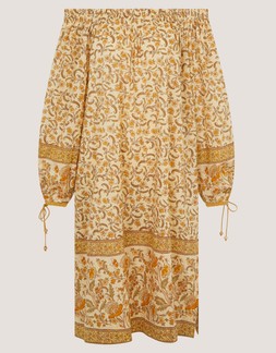 Ari Bardot Floral Midi Dress Yellow