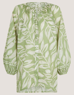 Lillie Leaf Print Blouse Green