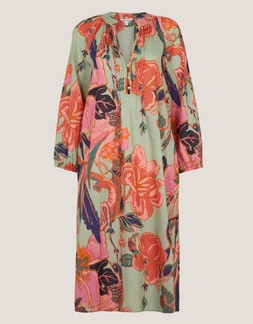 Carmen Floral Midi Tunic Dress Green