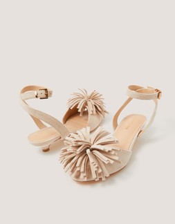 Poppy Fringe Kitten Heels Ivory