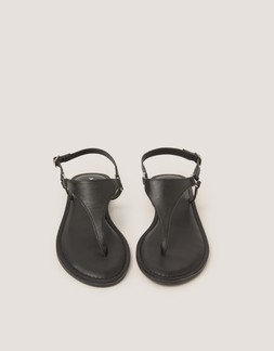 Immy Toe Post Leather Sandals Black