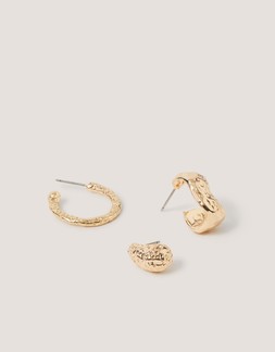 3-Pack Textured Hoop Earrings