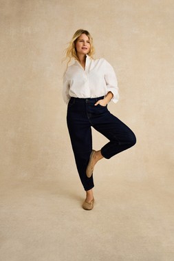Dina Darted Barrel Jeans Blue