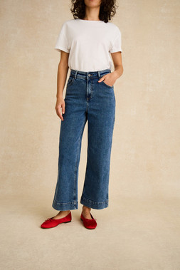 Hallie Regular Crop Wide Leg Jeans Blue