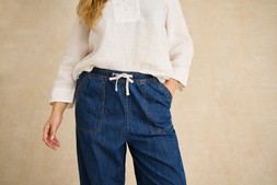 Heidi Drawstring Regular Wide Leg Jeans Blue