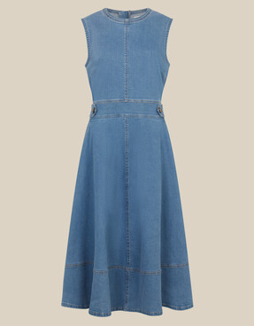 Ella Sleeveless Denim Midi Dress Blue from Monsoon