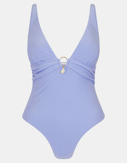 Shimmer Plunge Swimsuit Blue