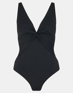 Plunge Wrap Shaping Swimsuit Black