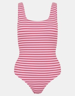 Stripe Crinkle Textured Swimsuit Multi