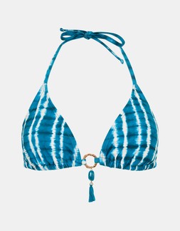 Tie-Dye Triangle Bikini Top Teal