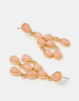 14ct Gold-Plated Rose Quartz Drop Earrings