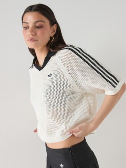adidas Originals Women's Knitted Crochet Polo - White €48 at Very.ie
