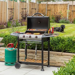 George Foreman 3-Burner Gas BBQ - Black & Wood Effect €294.99 at Very.ie